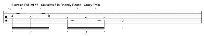 tablature exercice Pull-offs à la guitare #7