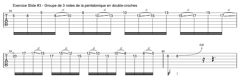 Tablature exercice slide / glissé à la guitare #3 | MyGuitare