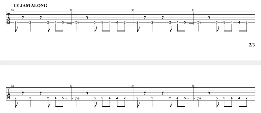 Riff de Satisfaction des Rolling Stones, extrait de tablature pour débutant