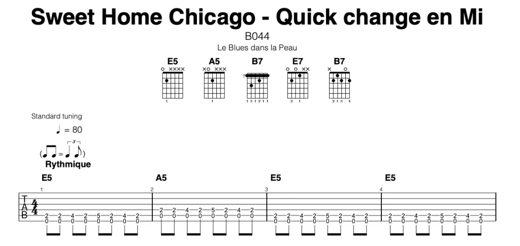 Tablature de blues facile Sweet home Chicago